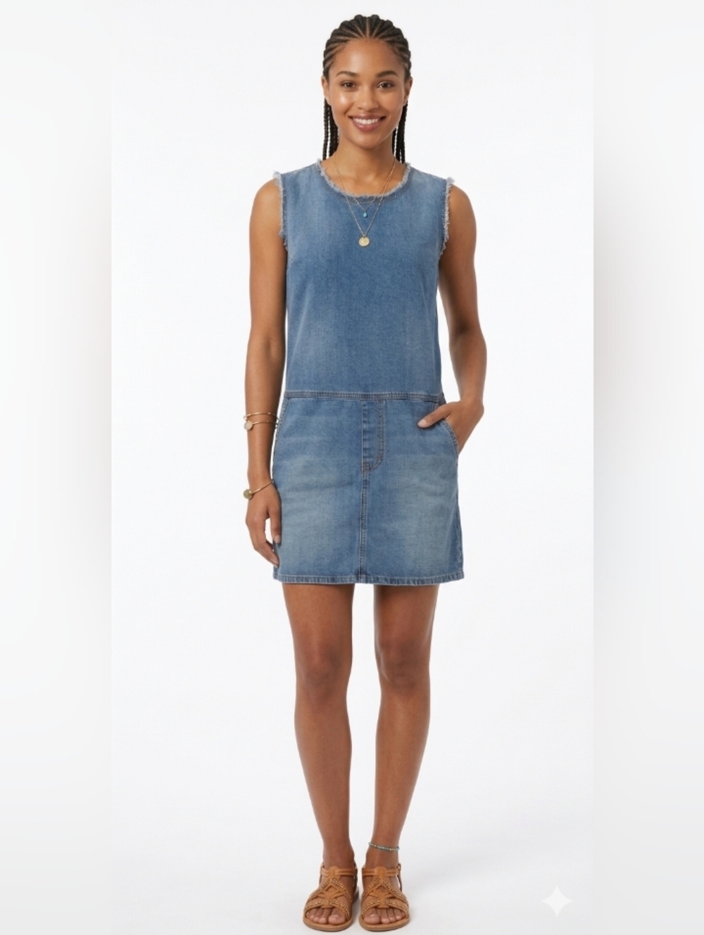 Casual Retro Small Denim Weekend  Relax Coastal Brunch Mini Sundress